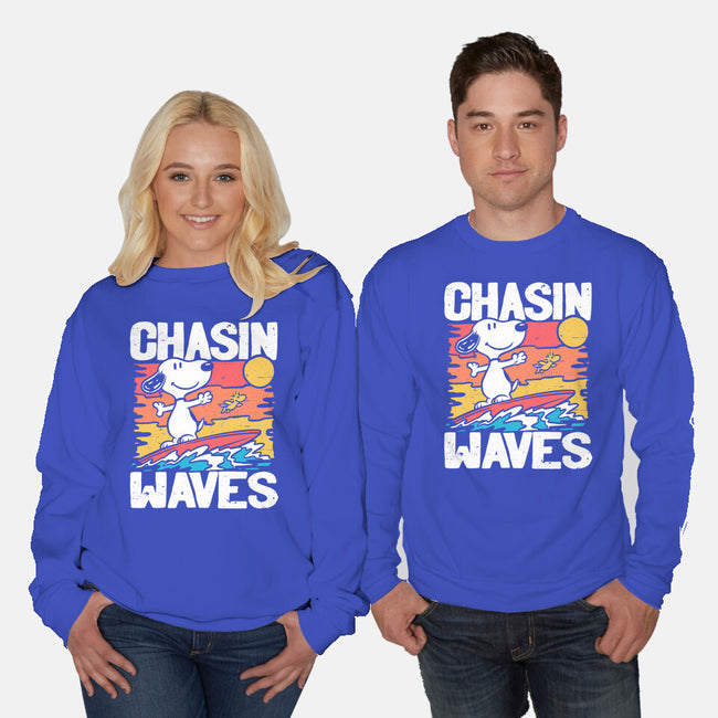 Beagle Summer Surf-Unisex-Crew Neck-Sweatshirt-Studio Mootant