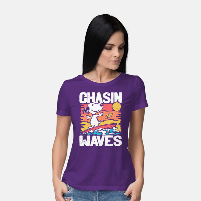 Beagle Summer Surf-Womens-Basic-Tee-Studio Mootant