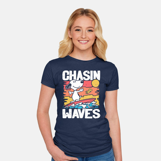 Beagle Summer Surf-Womens-Fitted-Tee-Studio Mootant