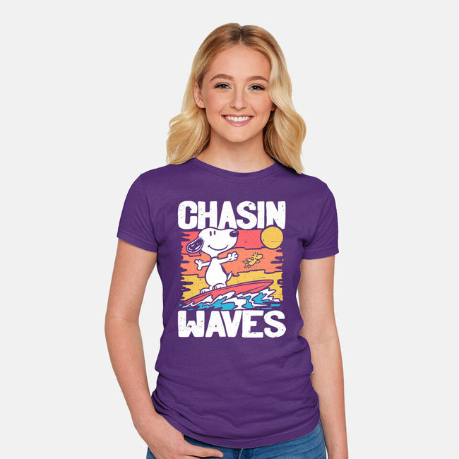 Beagle Summer Surf-Womens-Fitted-Tee-Studio Mootant