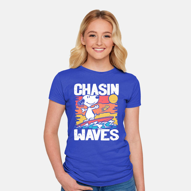 Beagle Summer Surf-Womens-Fitted-Tee-Studio Mootant