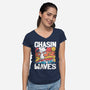 Beagle Summer Surf-Womens-V-Neck-Tee-Studio Mootant