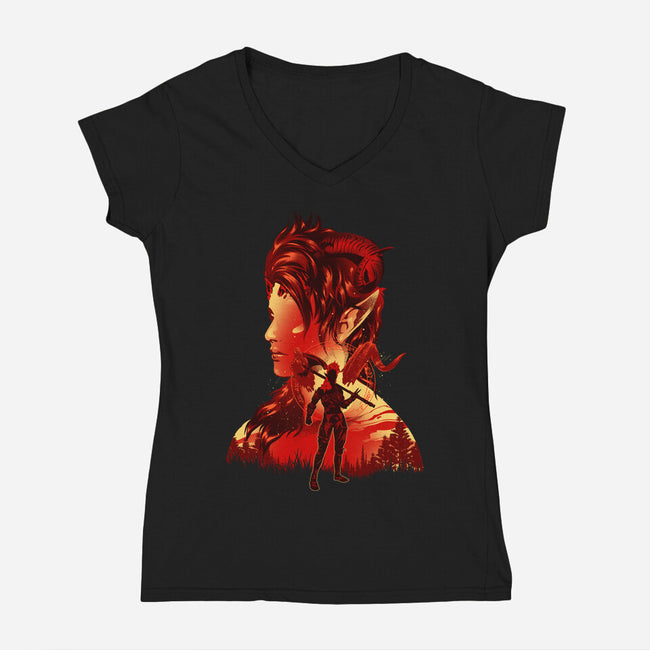 Barbarian Tiefling-Womens-V-Neck-Tee-hypertwenty