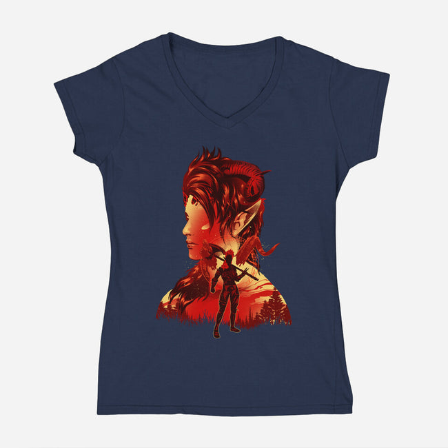 Barbarian Tiefling-Womens-V-Neck-Tee-hypertwenty