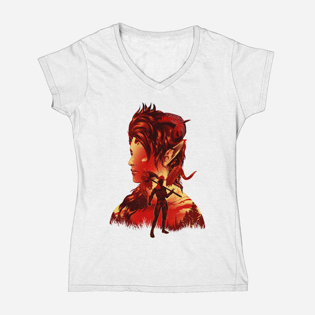 Barbarian Tiefling-Womens-V-Neck-Tee-hypertwenty
