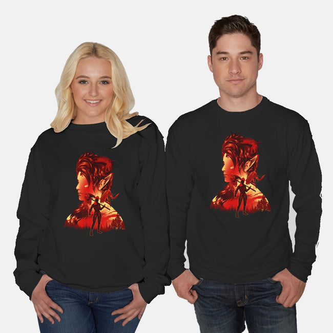Barbarian Tiefling-Unisex-Crew Neck-Sweatshirt-hypertwenty