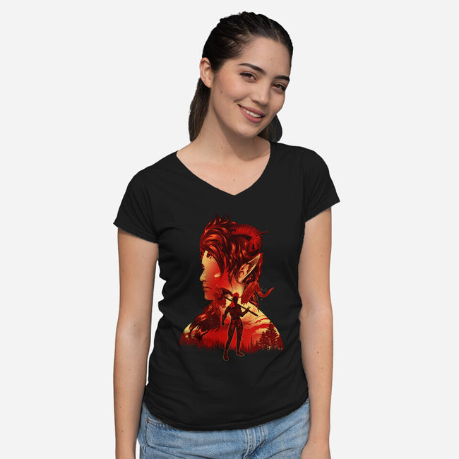 Barbarian Tiefling-Womens-V-Neck-Tee-hypertwenty