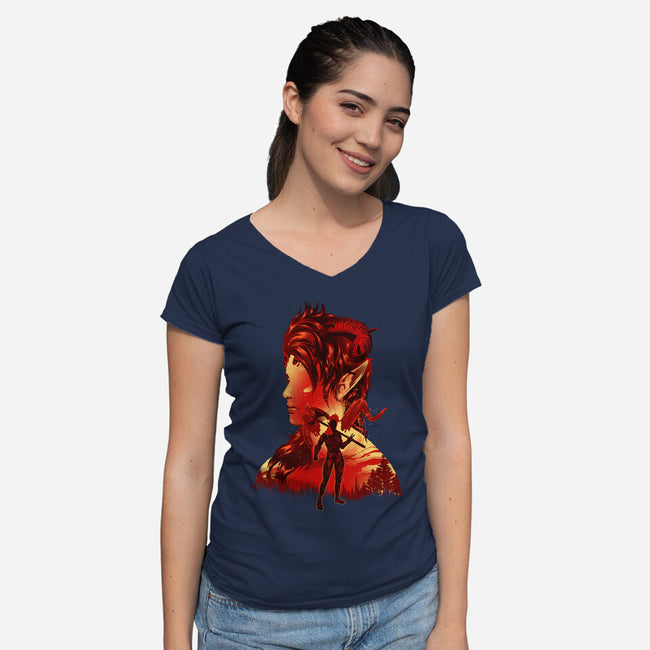 Barbarian Tiefling-Womens-V-Neck-Tee-hypertwenty