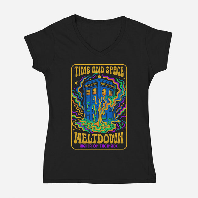Time And Space Meltdown-Womens-V-Neck-Tee-Popnotic