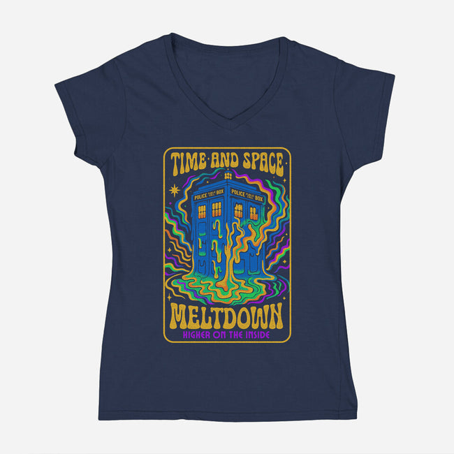 Time And Space Meltdown-Womens-V-Neck-Tee-Popnotic