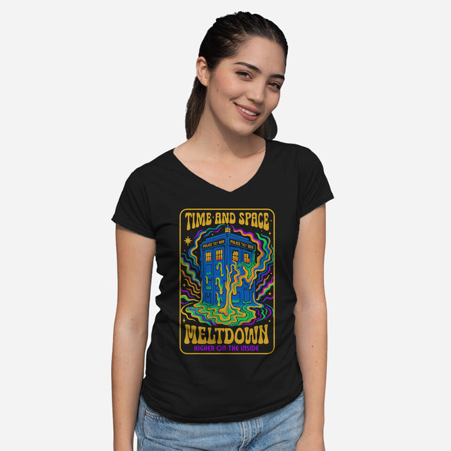 Time And Space Meltdown-Womens-V-Neck-Tee-Popnotic