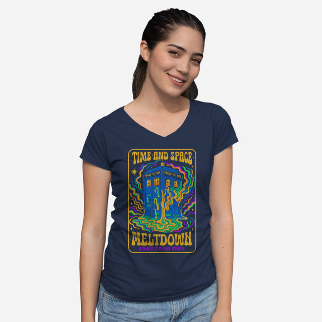 Time And Space Meltdown-Womens-V-Neck-Tee-Popnotic