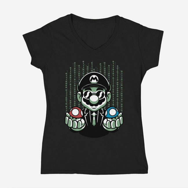 Game Mushroom Choice-Womens-V-Neck-Tee-Studio Mootant