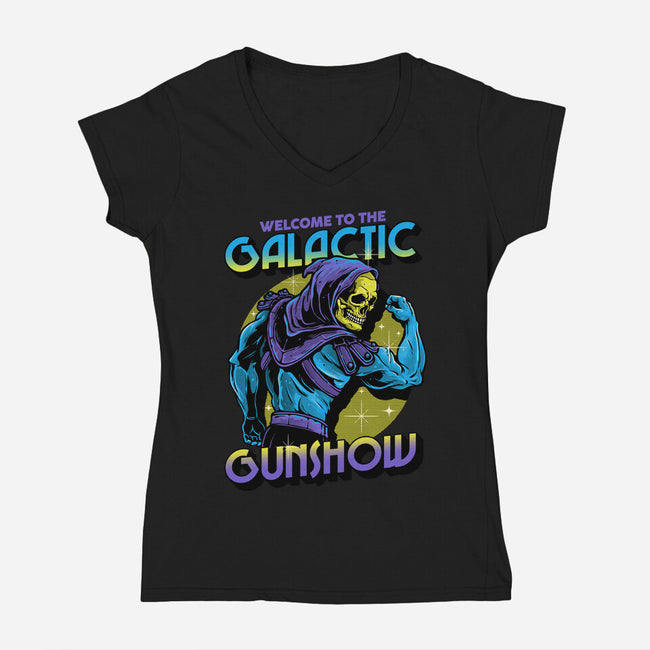 Welcome To The Galactic Gun Show-Womens-V-Neck-Tee-glitchygorilla