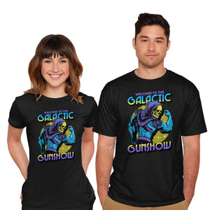 Welcome To The Galactic Gun Show-Mens-Basic-Tee-glitchygorilla