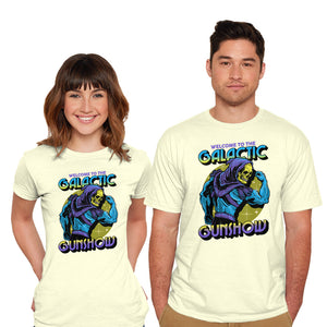 Welcome To The Galactic Gun Show-Mens-Basic-Tee-glitchygorilla