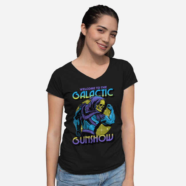 Welcome To The Galactic Gun Show-Womens-V-Neck-Tee-glitchygorilla