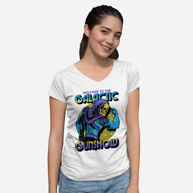 Welcome To The Galactic Gun Show-Womens-V-Neck-Tee-glitchygorilla