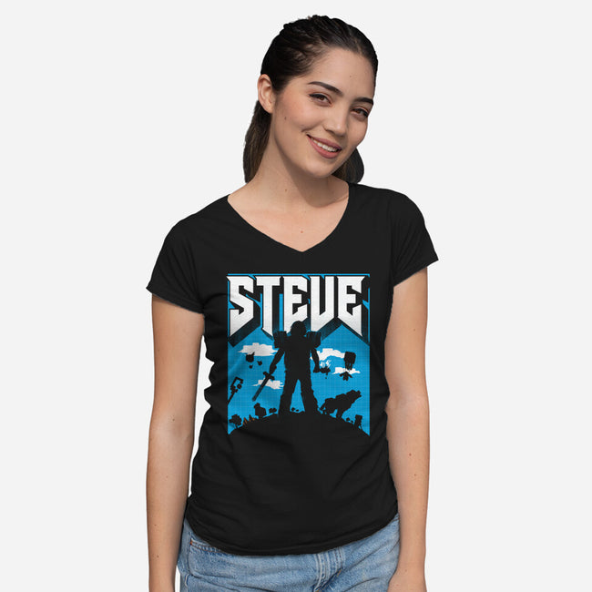 Steve-Womens-V-Neck-Tee-rocketman_art