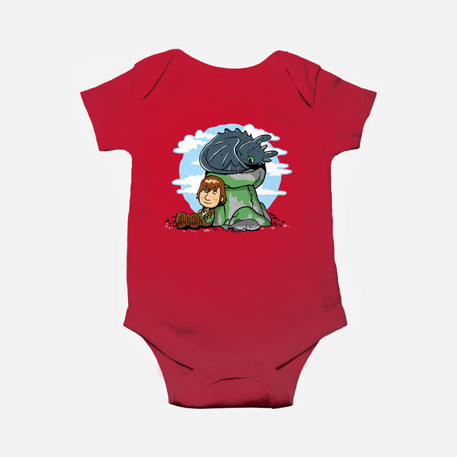 Relaxing With My Dragon-Baby-Basic-Onesie-demonigote