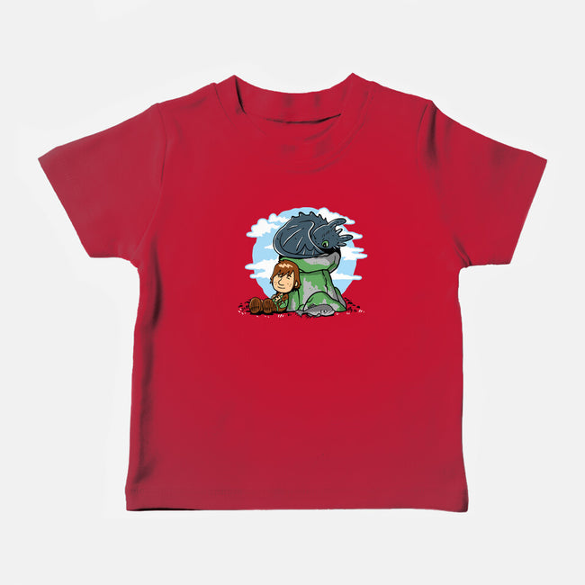 Relaxing With My Dragon-Baby-Basic-Tee-demonigote