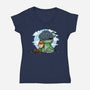 Relaxing With My Dragon-Womens-V-Neck-Tee-demonigote