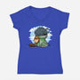 Relaxing With My Dragon-Womens-V-Neck-Tee-demonigote