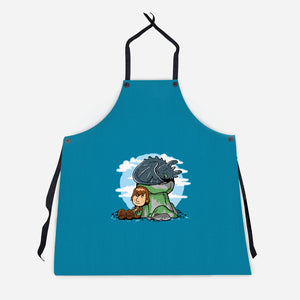 Relaxing With My Dragon-Unisex-Kitchen-Apron-demonigote