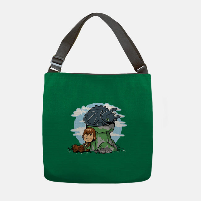 Relaxing With My Dragon-None-Adjustable Tote-Bag-demonigote