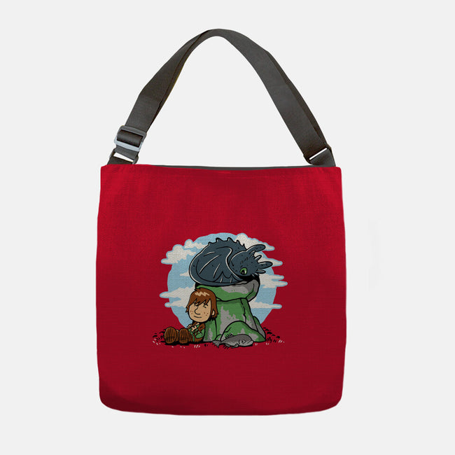 Relaxing With My Dragon-None-Adjustable Tote-Bag-demonigote