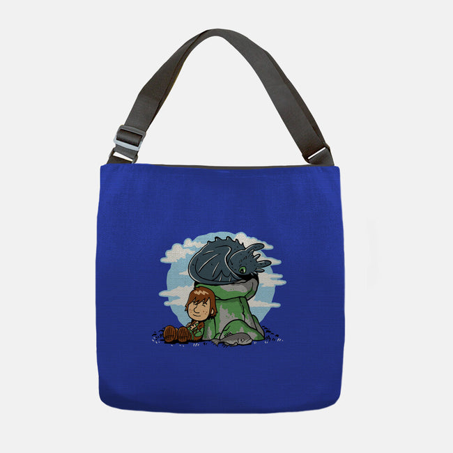 Relaxing With My Dragon-None-Adjustable Tote-Bag-demonigote