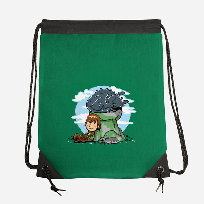 Relaxing With My Dragon-None-Drawstring-Bag-demonigote