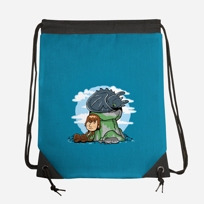 Relaxing With My Dragon-None-Drawstring-Bag-demonigote