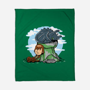 Relaxing With My Dragon-None-Fleece-Blanket-demonigote