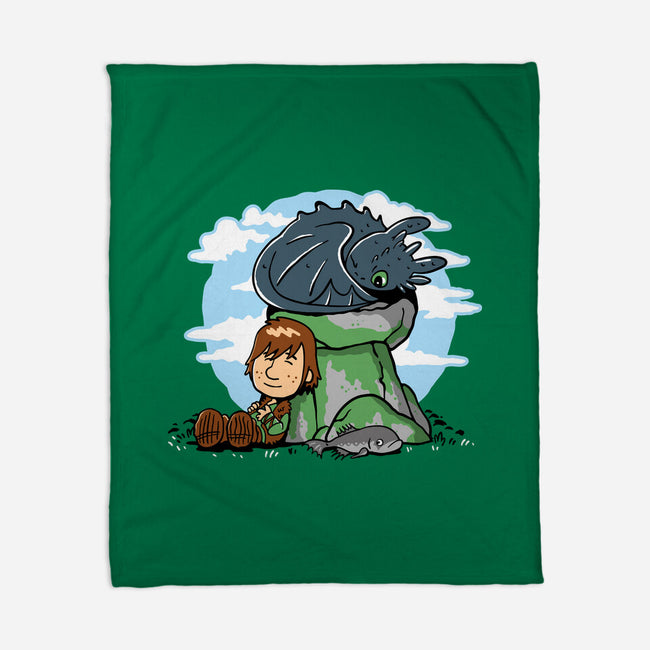 Relaxing With My Dragon-None-Fleece-Blanket-demonigote