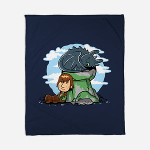 Relaxing With My Dragon-None-Fleece-Blanket-demonigote