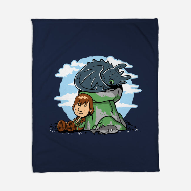 Relaxing With My Dragon-None-Fleece-Blanket-demonigote