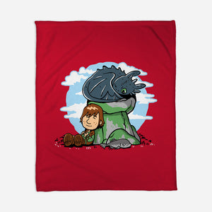 Relaxing With My Dragon-None-Fleece-Blanket-demonigote