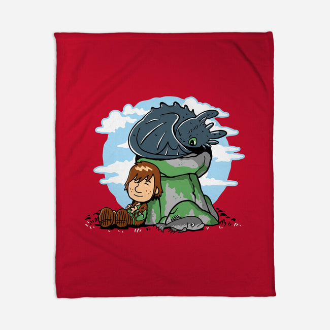 Relaxing With My Dragon-None-Fleece-Blanket-demonigote