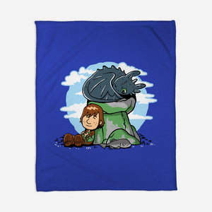 Relaxing With My Dragon-None-Fleece-Blanket-demonigote