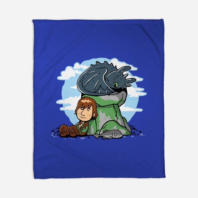 Relaxing With My Dragon-None-Fleece-Blanket-demonigote