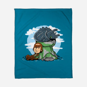 Relaxing With My Dragon-None-Fleece-Blanket-demonigote
