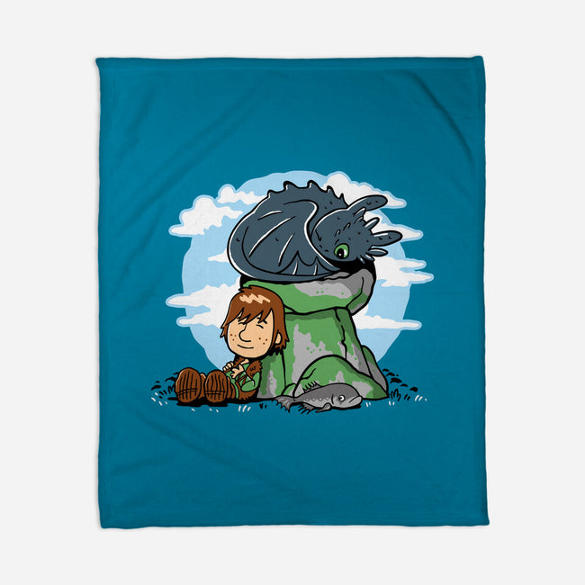 Relaxing With My Dragon-None-Fleece-Blanket-demonigote
