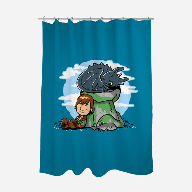 Relaxing With My Dragon-None-Polyester-Shower Curtain-demonigote
