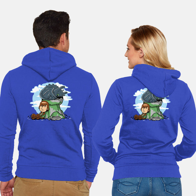 Relaxing With My Dragon-Unisex-Zip-Up-Sweatshirt-demonigote