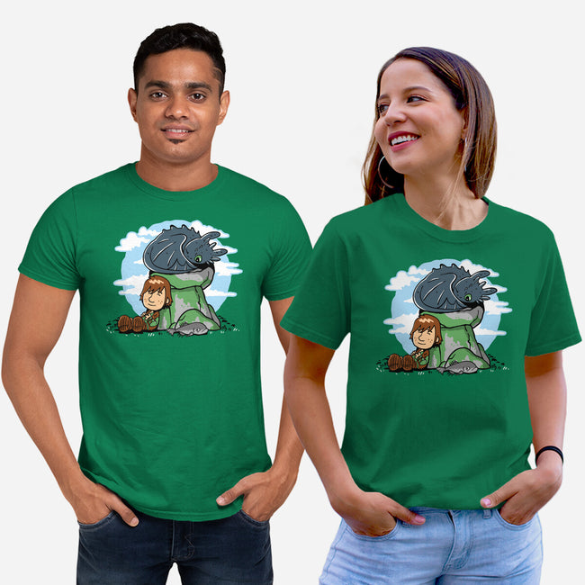 Relaxing With My Dragon-Unisex-Basic-Tee-demonigote