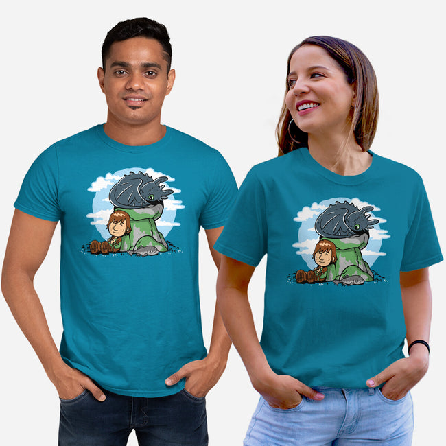 Relaxing With My Dragon-Unisex-Basic-Tee-demonigote