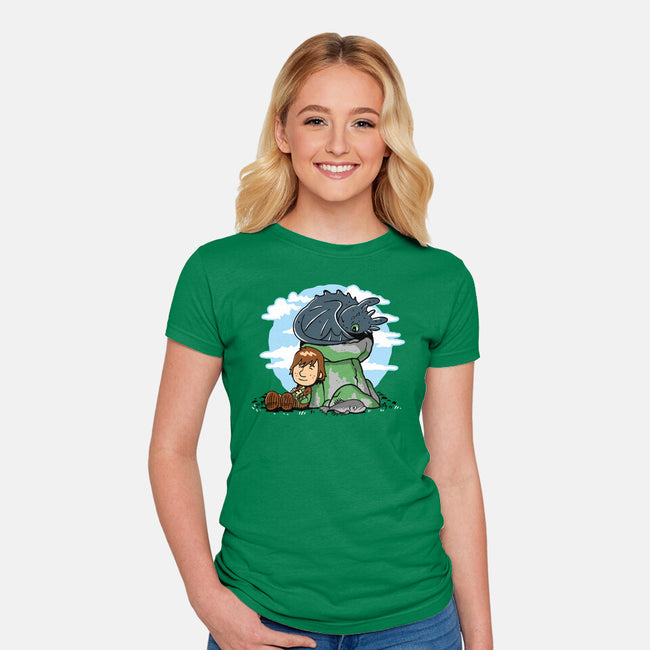 Relaxing With My Dragon-Womens-Fitted-Tee-demonigote