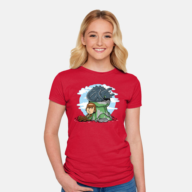 Relaxing With My Dragon-Womens-Fitted-Tee-demonigote