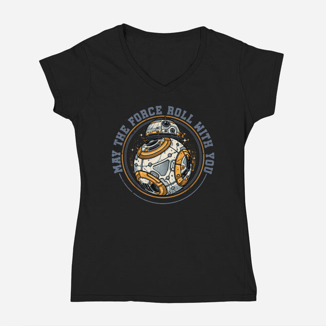 May The Force Roll With You-Womens-V-Neck-Tee-glitchygorilla